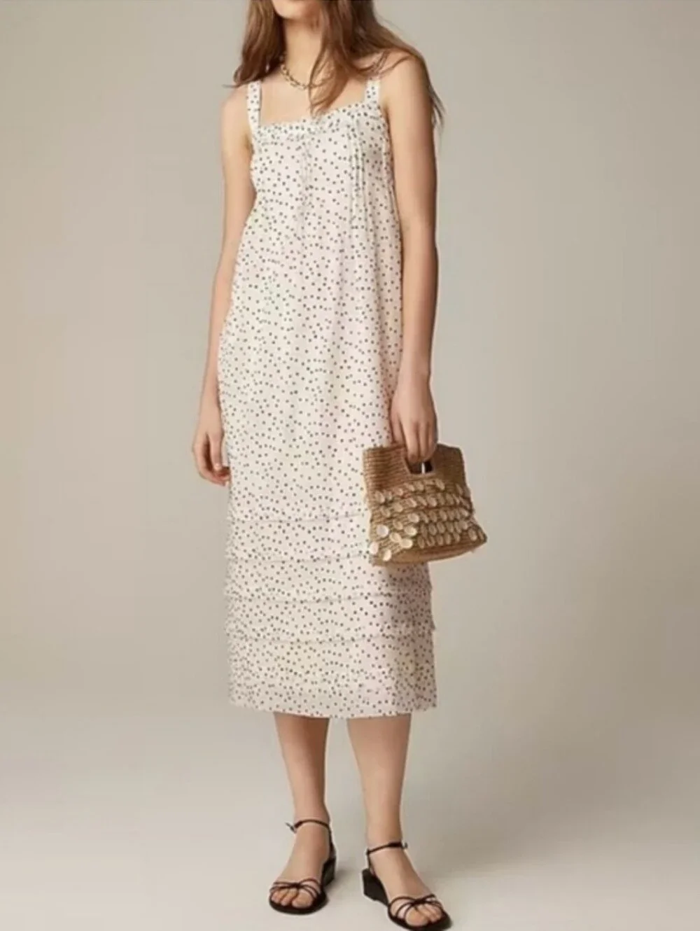 J.Crew Pintuck Midi Dress in Velvet Dot Size Small